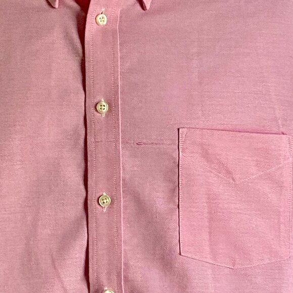 Stafford Travel Wrinkle Free Pink Oxford Long Sleeve Button Down Shirt Neck 17 - Picture 4 of 7